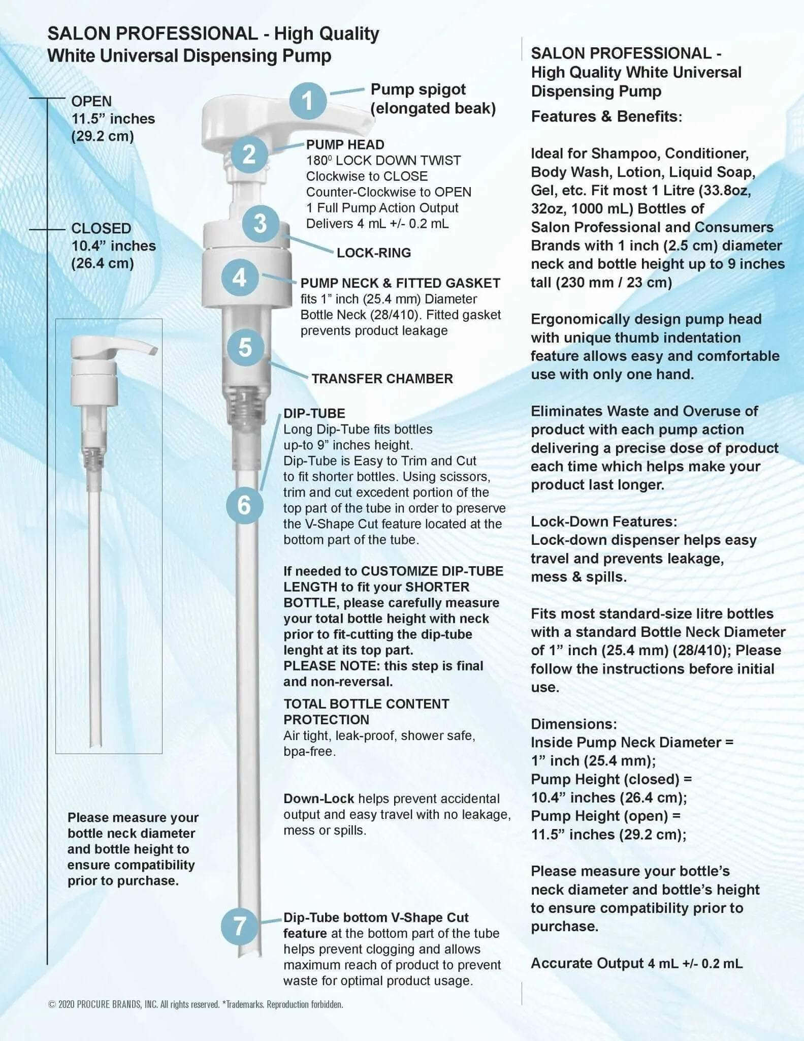 SALON PROFESSIONAL - High Quality White Universal Dispensing Pump - SNOBGIRLS.com