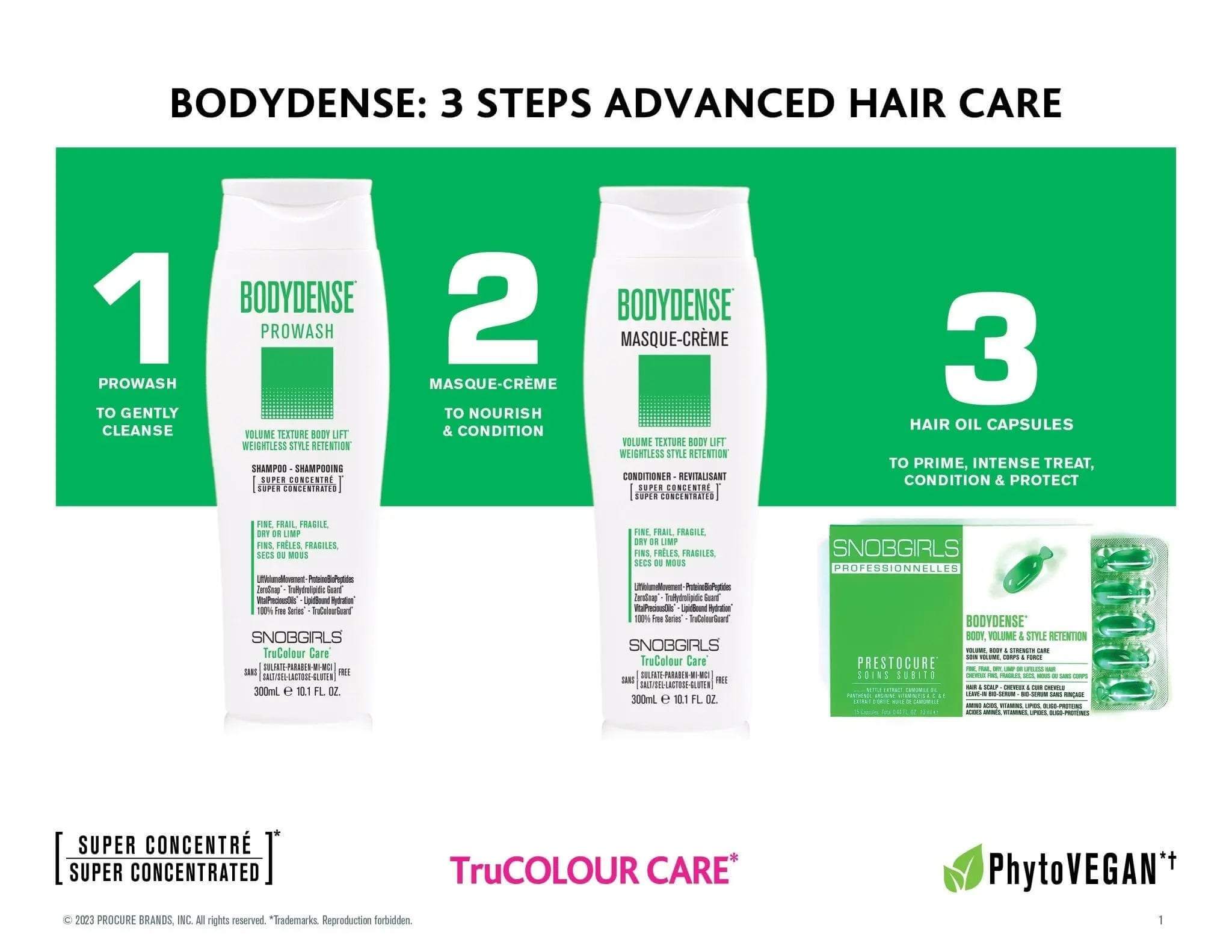 Trio BODYDENSE Vegan Shampoo, Conditioner, Hair Oil for Volume TextureVegan Shampoo ConditionerSNOBGIRLS.com